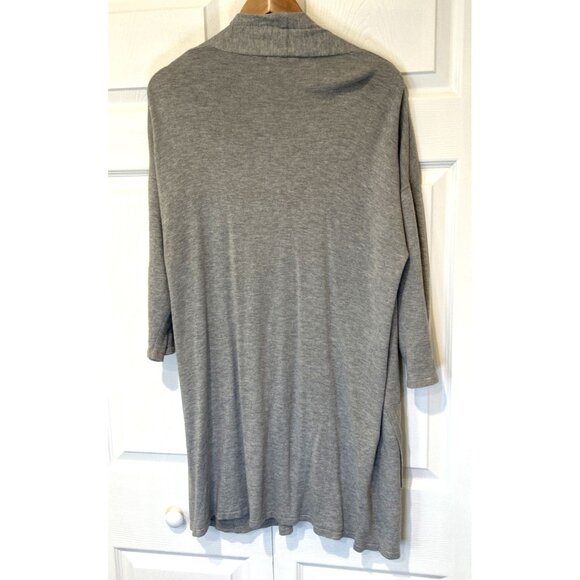 Joan Vass Studio XL Gray Knit Open Front 3/4 Sleeve Cardigan Sweater - Picture 4 of 8